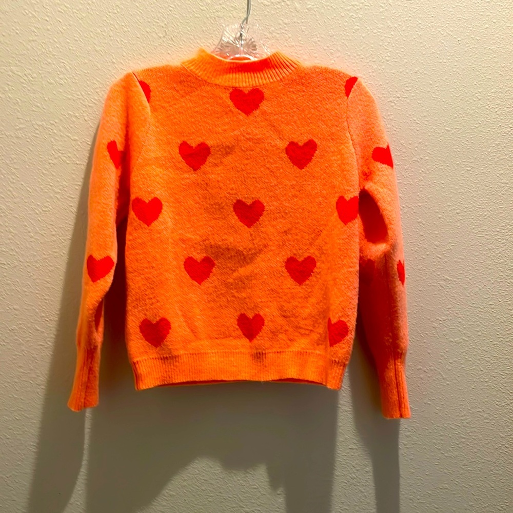 Shein women’s orange and red w/Hearts, Jacquard round neck with long sleeve.Used